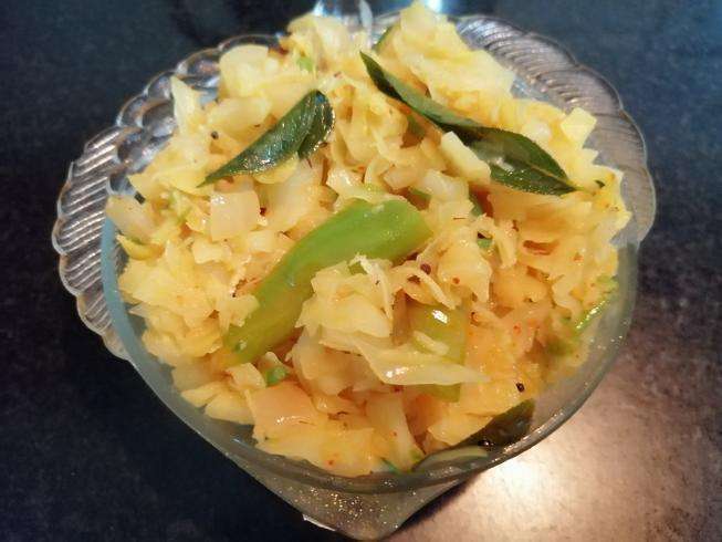 Cabbage Side dish or Palya or Poriyal.