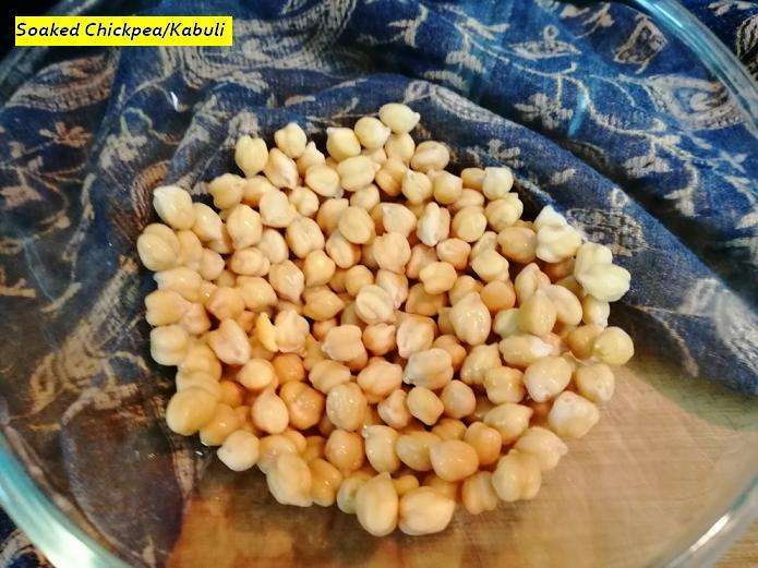 Soaked chickpea or kabuli chana