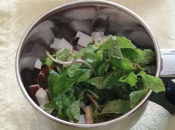 Add in fresh mint leaves.