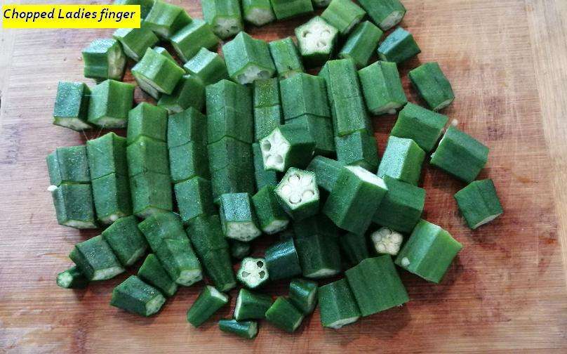 Freshly Chopped Ladies finger, okra or Bhindi