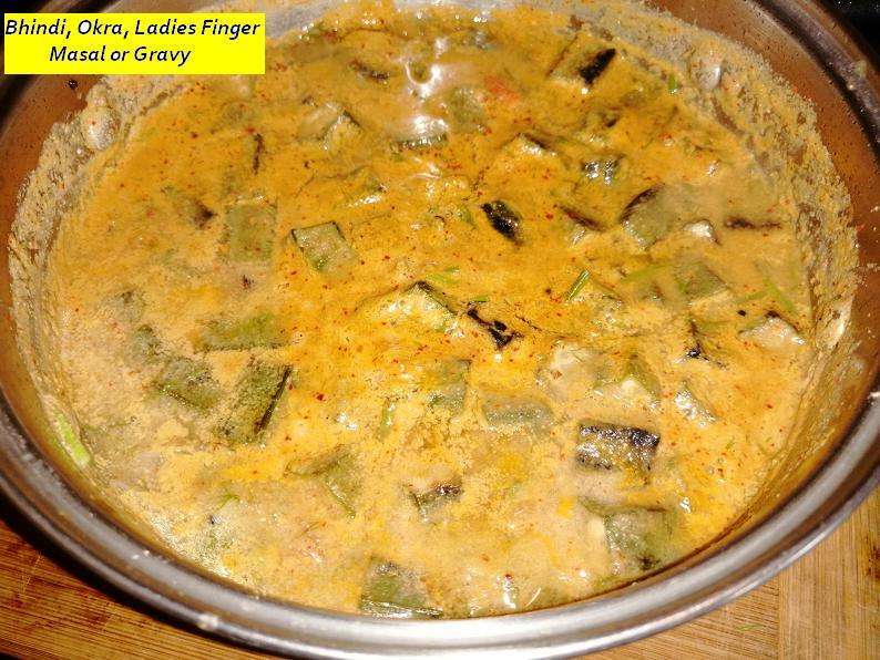 Now the ladies finger gravy is ready to serve with steamed rice, chapati.