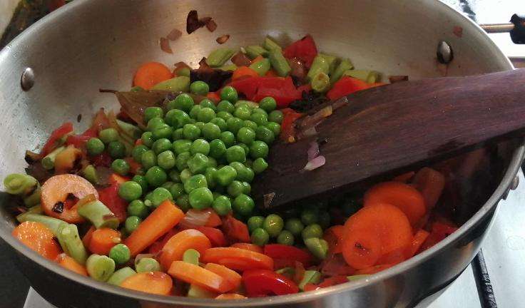 Add in the freshly chopped veggies.