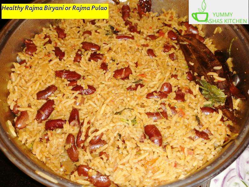 Healthy and tasty Rajma Biryani or Rajma Pulao is ready to serve with Onion Raita.