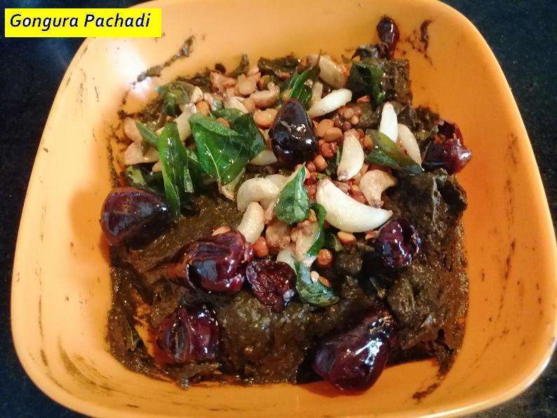 Now add in the prepared seasoning to the grounded gongura. And give a mix. Now the healthy and tasty gongura pachadi is ready to serve with steamed rice or curd rice.