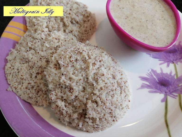 Now the healthy Multigrain Idly is ready to serve with any chutney or samber of your choice.