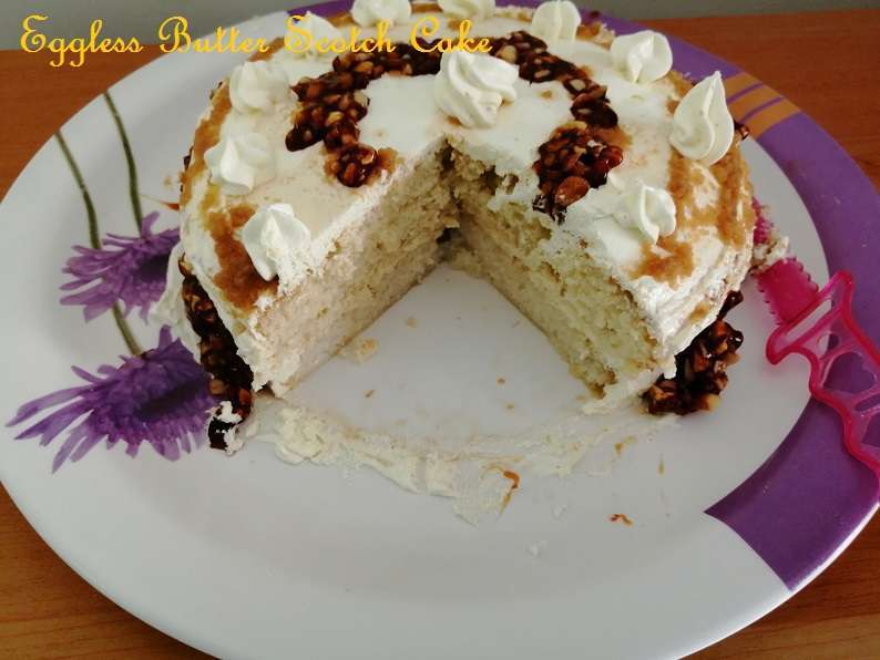 Eggless Butterscotch Layered Cake - Bake with Shivesh
