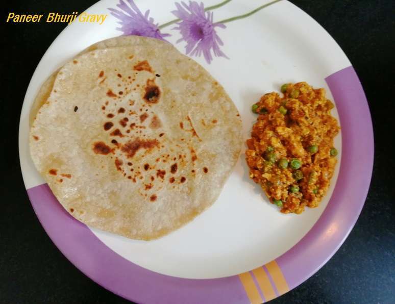 Paneer Bhurji Gravy goes well with chapati, Poori, Dosa.