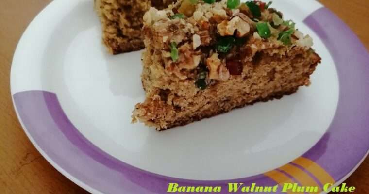 Banana Walnut Plum Cake /No Alcohol