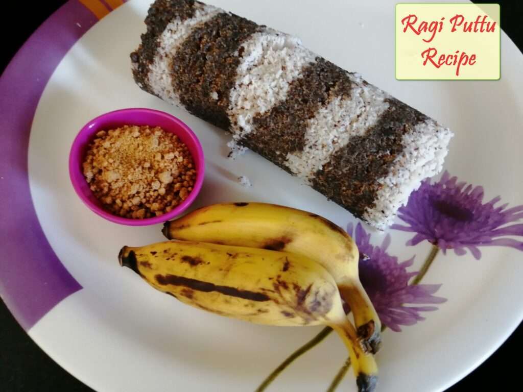 Finally the Ragi Puttu is ready to serve with sugar, jaggery or any curry of your choice.