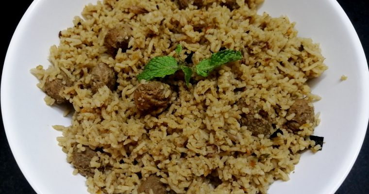 Soya Biryani, Soya chunks Biryani, Meal Maker Biryani