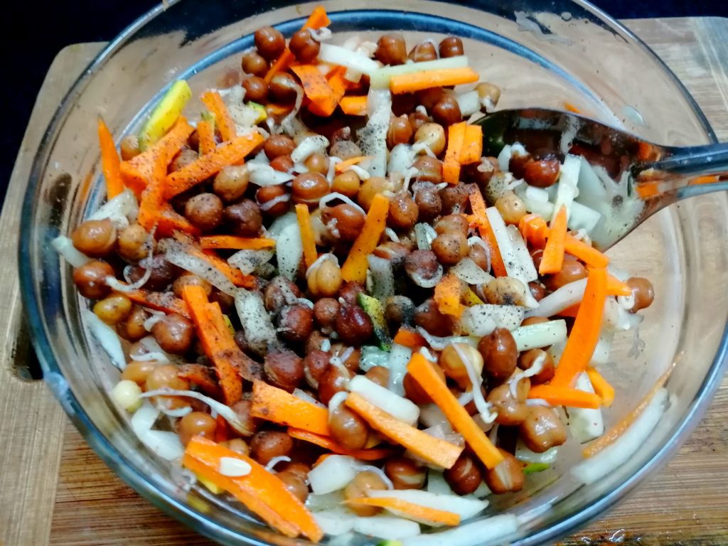 sprouted chickpea salad